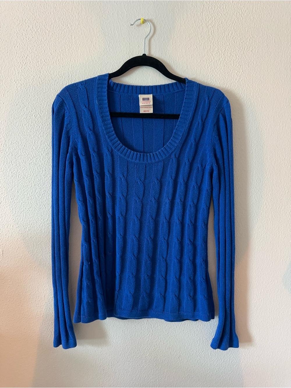 Faded Glory Royal Blue Cable-Knit Scoop Neck Sweater